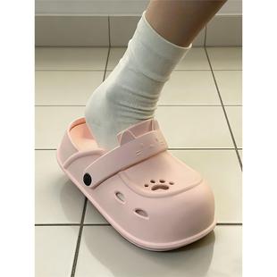 洞洞鞋 夏季 学生沙滩防滑厚底勃肯拖鞋 凉拖鞋 女士 ins可爱猫爪新款