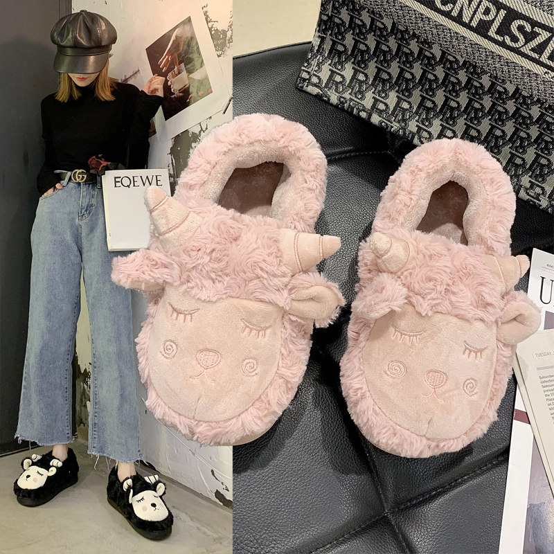 冬季卡通棉拖鞋家居包跟