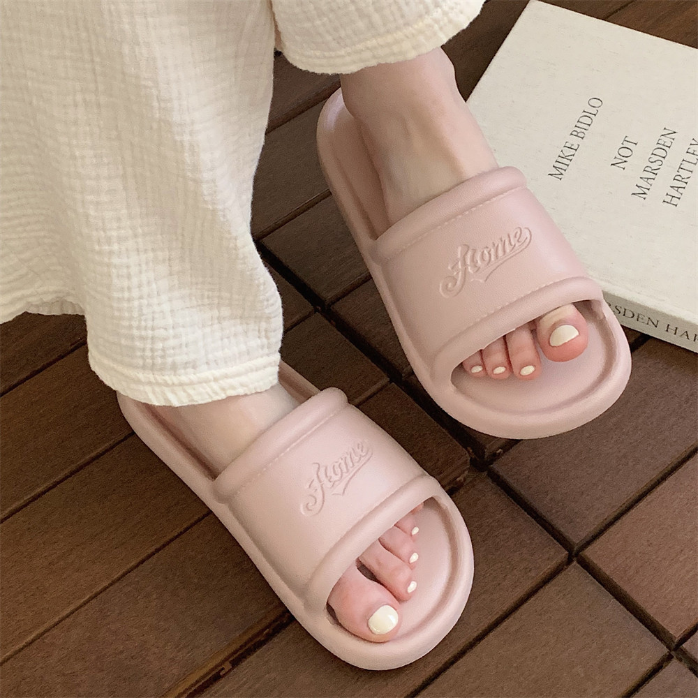 男女夏季休闲百搭eva软厚底防滑室内拖鞋情侣创意英文字母凉拖鞋