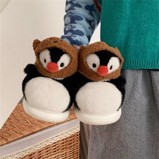 卧室防滑休闲女士毛毛鞋宿舍新款保暖可爱企鹅居家冬季ins棉拖鞋