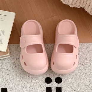 沙滩厚底女eva玛丽珍足弓拖鞋 夏季 凉拖鞋 网红魔术贴包头防滑时尚