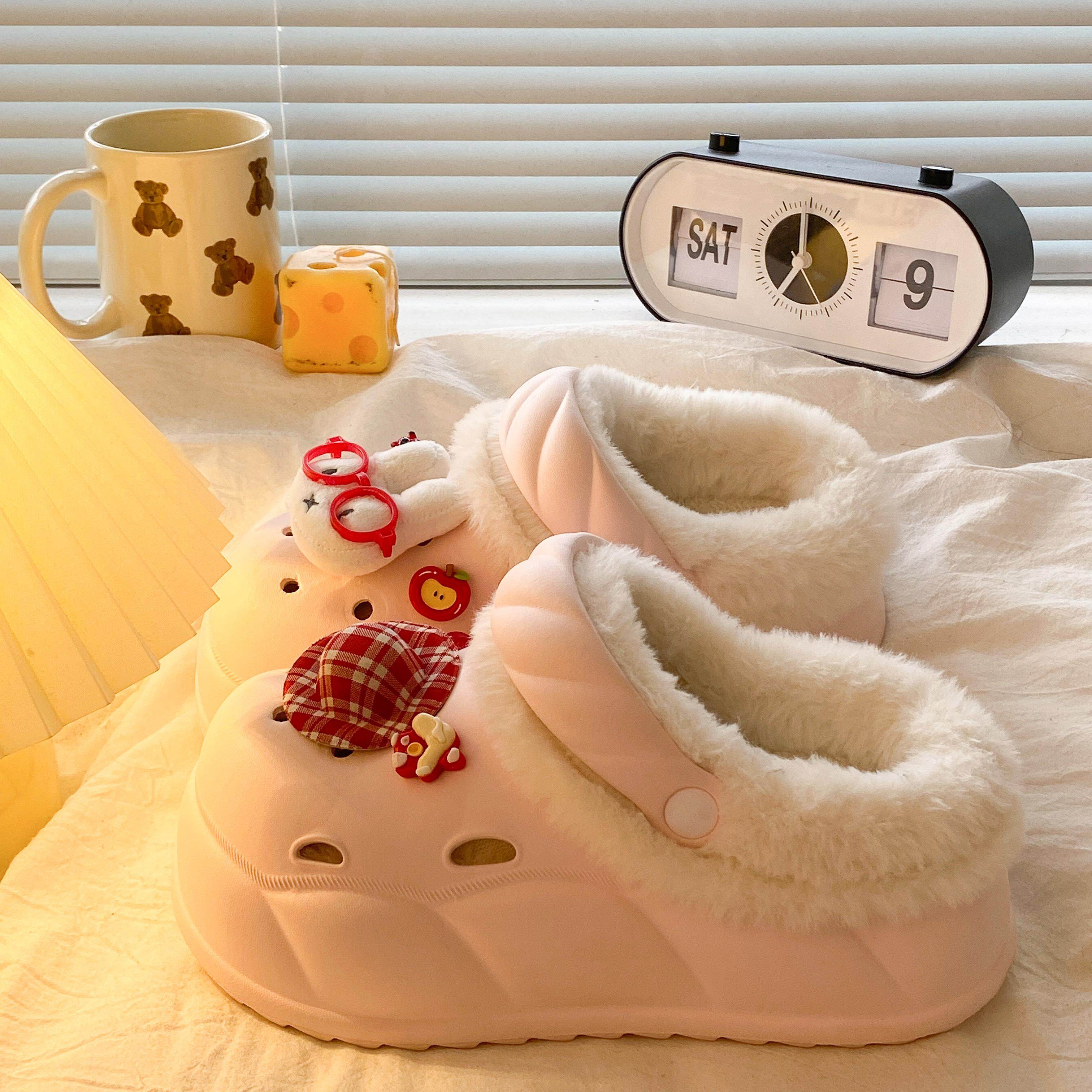 防滑厚底居家半包跟棉拖鞋女2026新款冬季外穿学生加绒保暖毛毛鞋