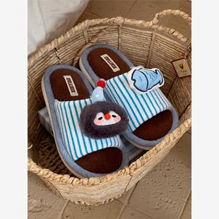 时尚男女士可爱企鹅小鱼棉拖鞋秋冬季防滑网红2026新款情侣居家鞋