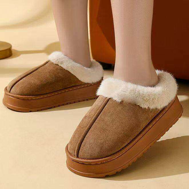 半包棉拖鞋女士冬季室内家居厚底防滑外穿包跟保暖加绒棉拖鞋男