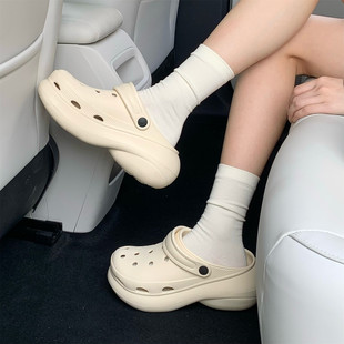 百搭凉拖鞋 学生2026新款 时尚 沙滩防滑夏季 户外厚底女士足弓洞洞鞋