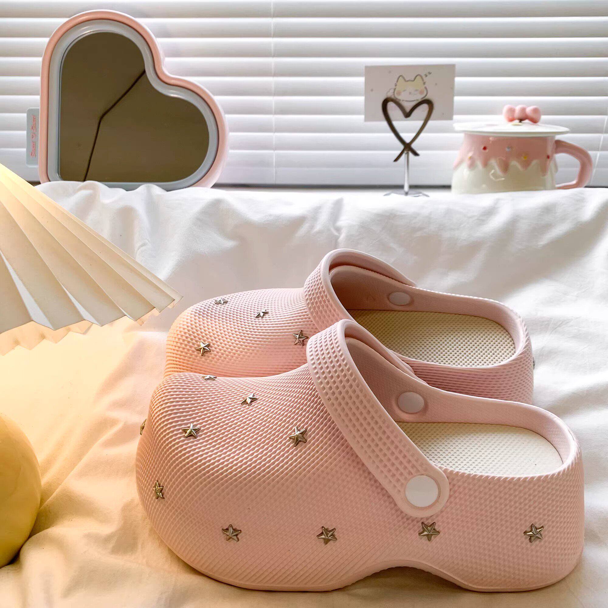2026新款夏季外穿高级感星星包头拖鞋女款厚底增高沙滩勃肯凉拖鞋