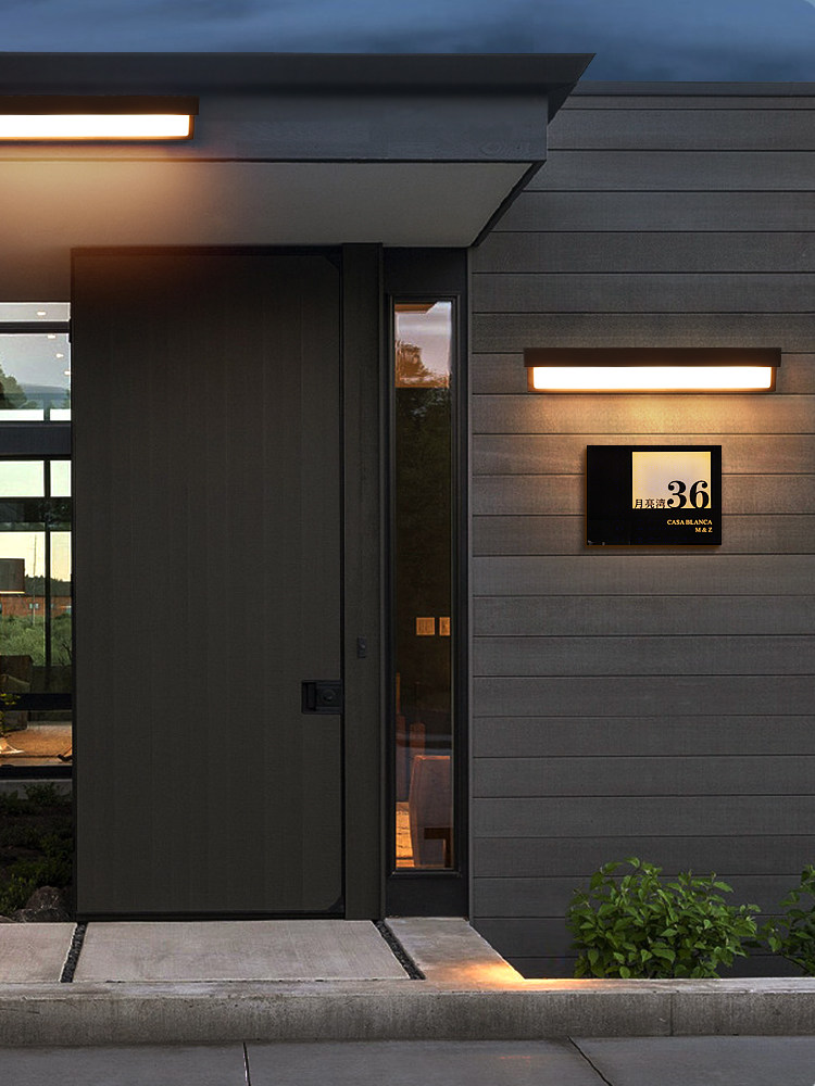 太阳能感应灯大门两侧户外壁灯庭院露台防水门牌门头壁挂免打孔