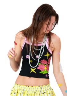 官方*X@LWORCLO*多色亲肤手绘花束拼色吊带背心Flower Vest