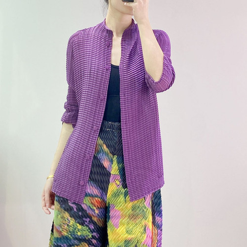 时尚三宅褶皱轻薄防晒衫外套