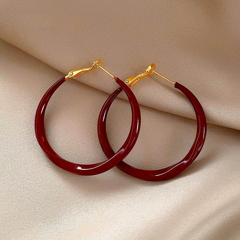 港风复古安可拉红耳圈女轻奢气质夸张大号耳环高级感耳扣超火耳饰,饰品/流行首饰/时尚饰品新,耳环,淘宝优惠券,粉丝福利购,淘宝优惠卷