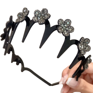 洗脸专用碎发整理神器2025新款水钻花朵波浪发箍高颅顶压发卡头箍