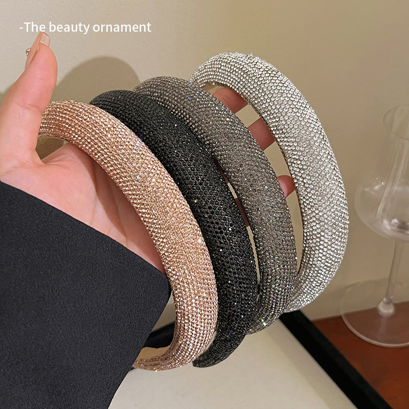 高级感水钻海绵发箍女气质百搭高颅顶头箍洋气显脸小发卡洗脸发捆