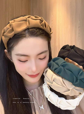 高级感褶皱宽边发卡发箍高颅顶压发发捆夏季洗脸头箍2025年新款女