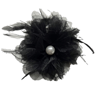 白色羽毛山茶花朵抓夹女后脑勺显发量盘发鲨鱼夹2024年新款发夹子