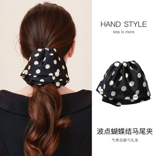 珍珠波点蝴蝶结马尾夹女半扎发卡显发量发夹裙摆抓夹发卡夹子发饰