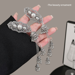 新中式流苏铃铛发夹女苗族民族风发卡2025新年侧边刘海鸭嘴夹头饰