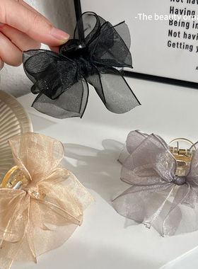 优雅网纱蝴蝶结小抓夹女可爱公主头侧脸刘海碎发夹子头饰发卡夏季