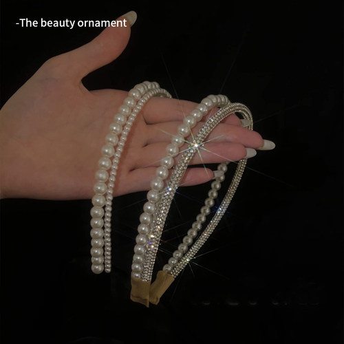 法式双层珍珠发箍女2024年新款