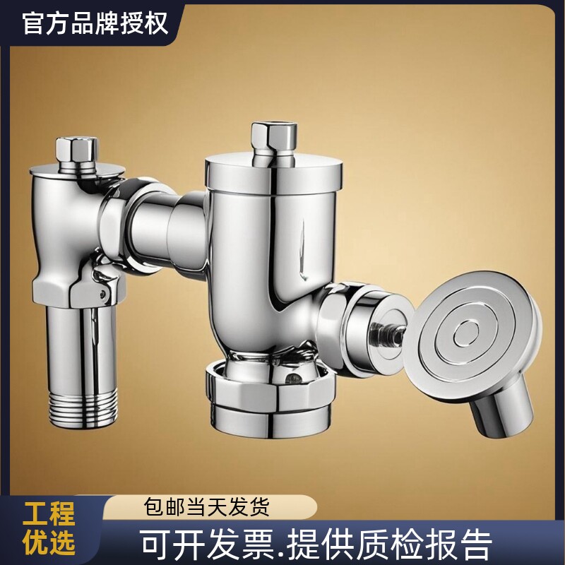 taotao全铜蹲便器延时式冲水阀手压式冲洗阀开关出水口大便脚踏阀