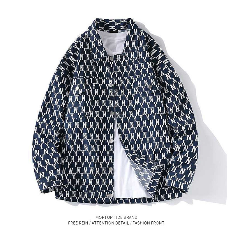 复古港风拼接格纹长袖衬衫男女秋季高级感宽松休闲百搭情侣开衫外,男装,夹克,淘宝优惠券,粉丝福利购,淘宝优惠卷