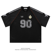 橄榄球球衣短袖 WH先生美式 街头t恤男女夏季 oversize宽松休闲上衣