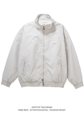 WH先生日系cityboy拉链款休闲翻领夹克春秋季潮流宽松百搭外套男