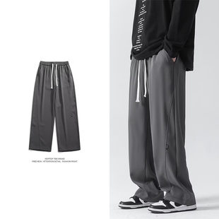 潮牌男裤 男宽松直筒长裤 子 街头纯色休闲裤 WH先生美式