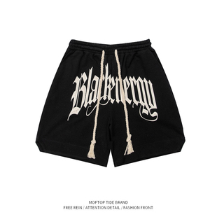 重磅美式短裤男装潮牌夏季嘻哈五分裤运动裤子篮球宽松针织裤国潮