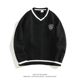 WHXS日系学院风V领针织衫 男女秋冬复古宽松慵懒百搭情侣休闲毛衣
