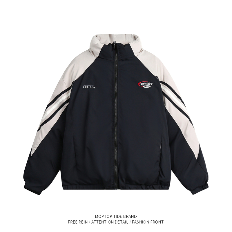 双面穿棉服男冬季工装立领外套