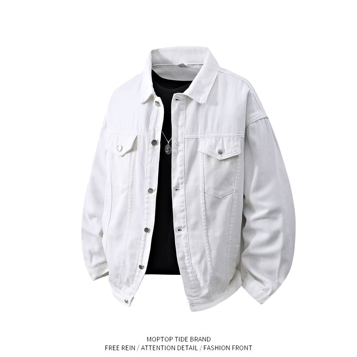 WHXS白色牛仔外套男秋季高级感痞帅牛仔衣2026秋冬新款男士夹克潮