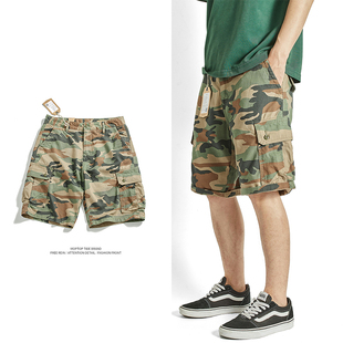 休闲宽松五分裤 美式 复古男士 多口袋迷彩工装 WH先生夏季 短裤 新品