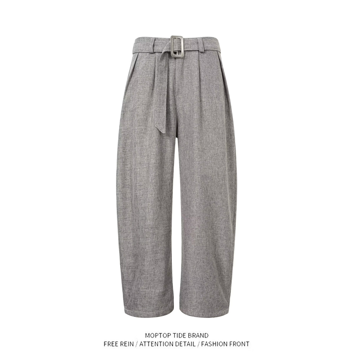 老钱风纹理竹节高级感绑带休闲裤男春秋季新款cleanfit垂感西裤