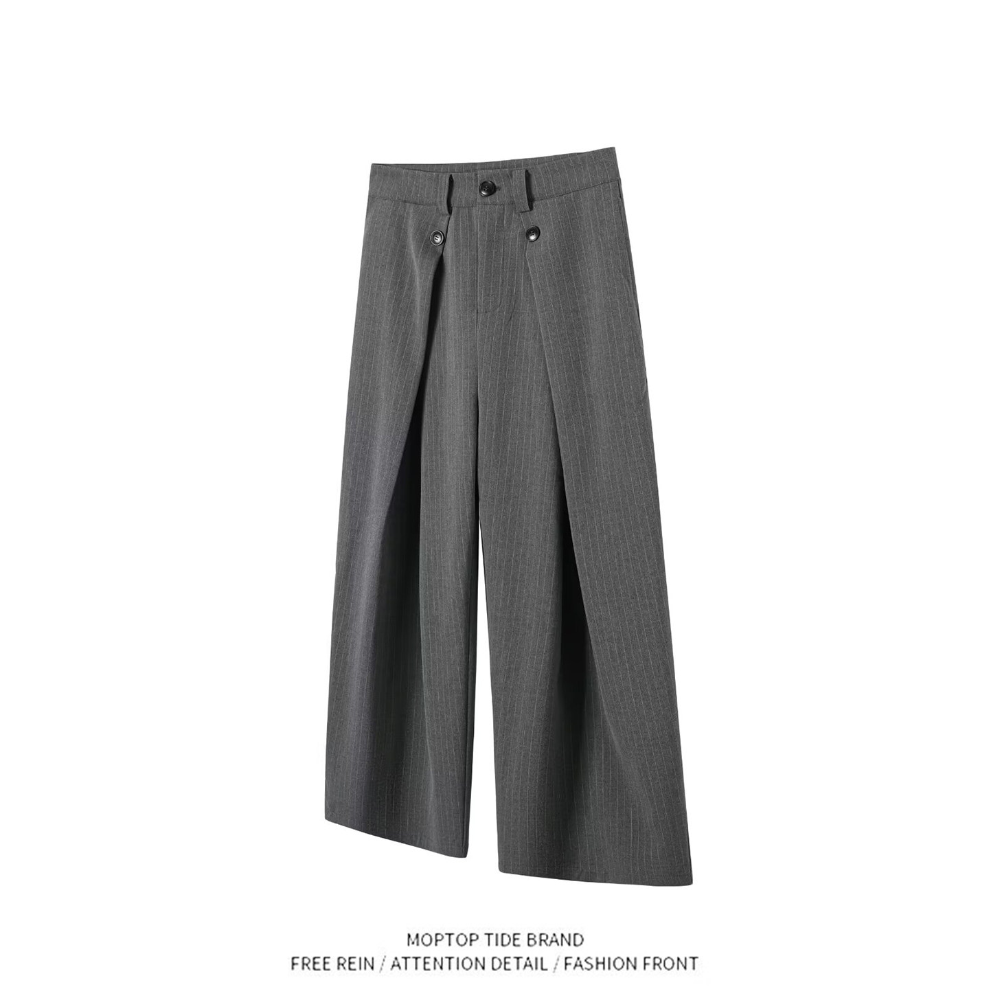 WH先生重磅羊毛呢秋冬老钱风Baggy宽松休闲阔腿A字西裤阔腿裤男