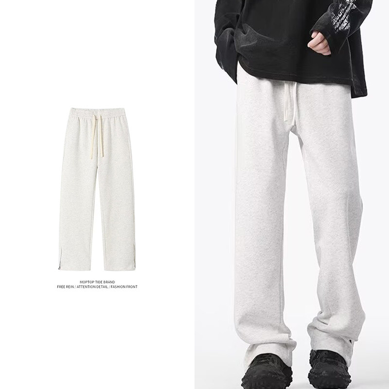 美式高街cleanfit休闲西裤黑色休闲裤男生直筒微喇拖地裤vibe裤子