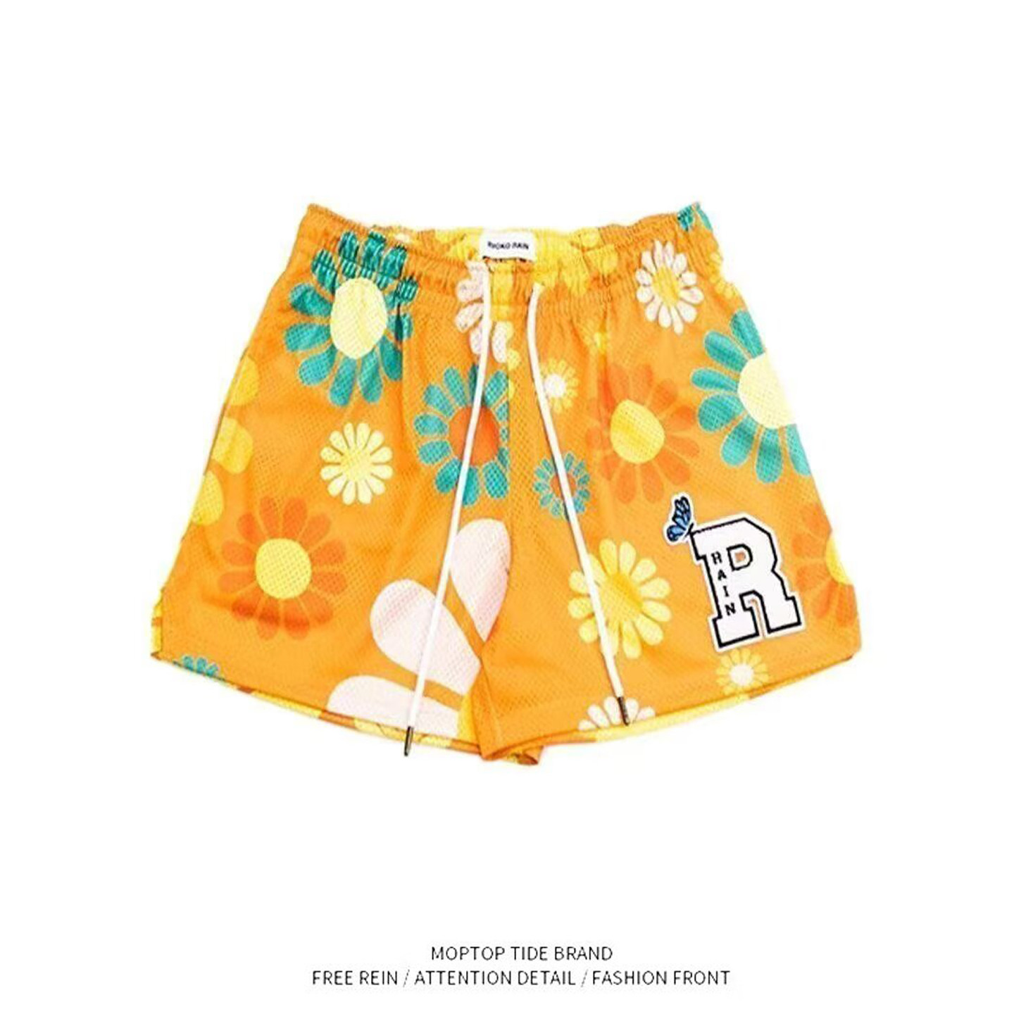 WH先生美式潮牌花朵风短裤男宽松薄款快干透气休闲运动篮球裤