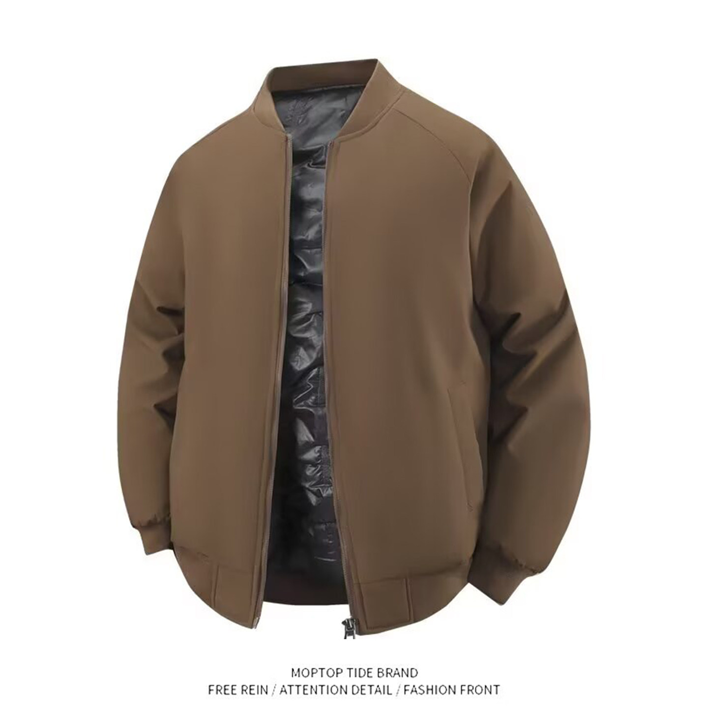 立领夹克男春秋款2026新款潮牌美式重磅开衫外套男宽松休闲棒球服