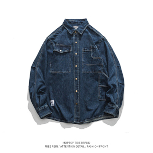 上衣棒球服街头百搭休闲外套男 宽松工装 美式 潮牌牛仔衣夹克男秋季