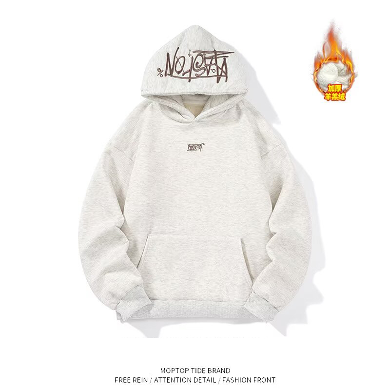 WHXS刺绣连帽卫衣男女款冬季高街ins潮牌宽松上衣帽衫套头街头