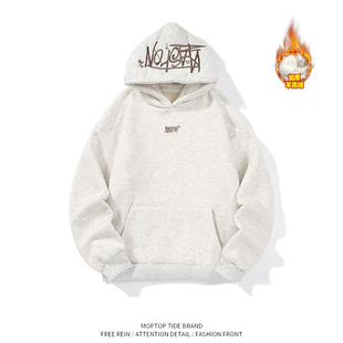 WHXS刺绣连帽卫衣男女款冬季高街ins潮牌宽松上衣帽衫套头街头