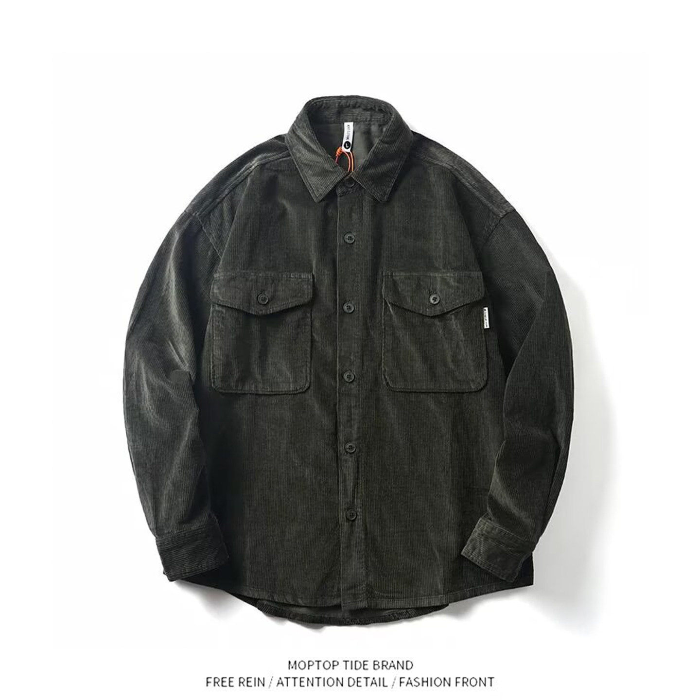 WH先生2026秋季新款水洗休闲衬衣外穿式长袖衬衫男士高级工装衬衣