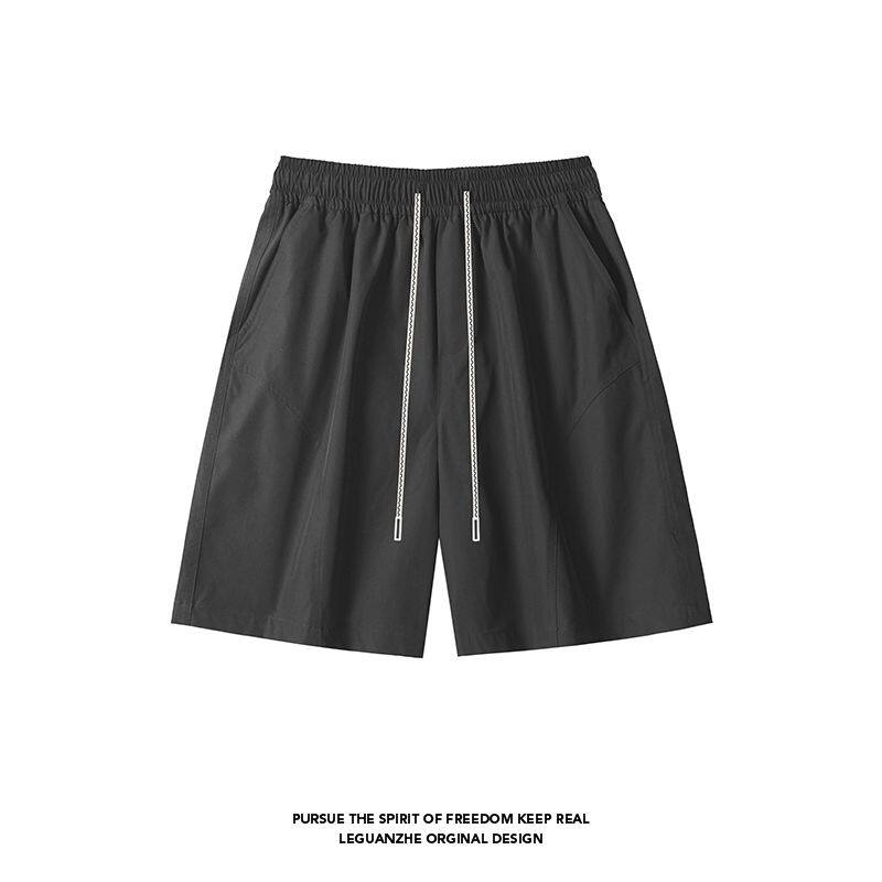 WH先生休闲运动风速干短裤男夏季宽松抽绳五分裤黑色大码男装裤子