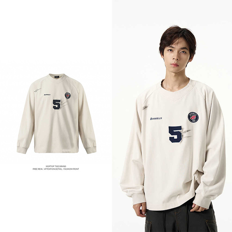 WHXS美式小众设计感刺绣宽松卫衣男潮牌高级感冰球服外套情侣