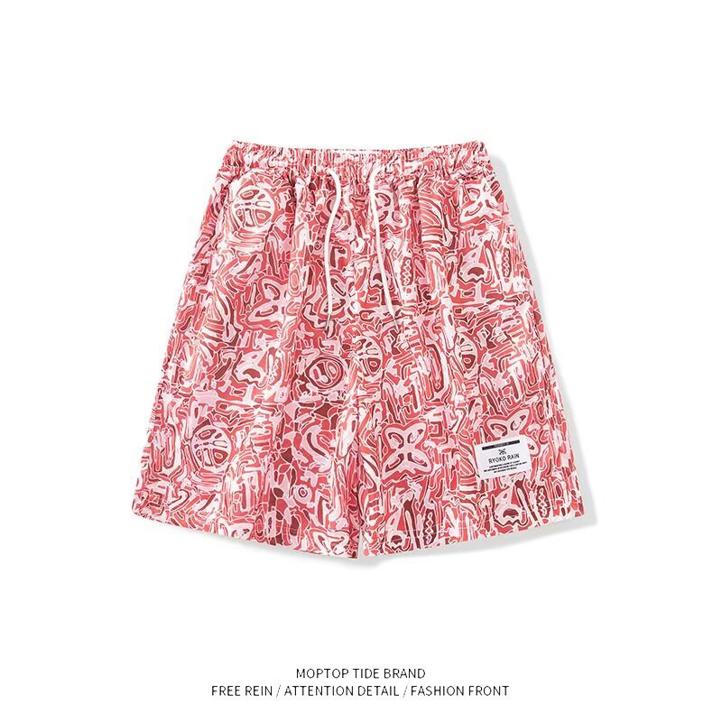 WH先生涂鸦复古美式短裤夏季运动休闲四分裤男跑步速干篮球裤潮牌