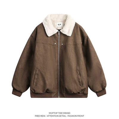 【限时优惠】羊羔绒翻领皮衣夹克