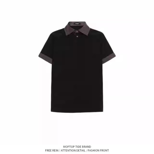 WH先生假两件POLO衫短袖男夏季拼接设计感正肩T恤潮牌情侣五分袖