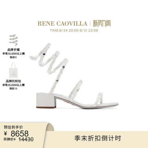 【折扣倒计时】RENE CAOVILLA CINDERELLA系列女士粗跟凉鞋婚鞋