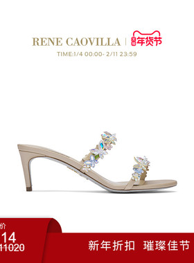 【新年折扣】RENE CAOVILLA BESSIE系列水钻蝴蝶花卉女士高跟凉鞋