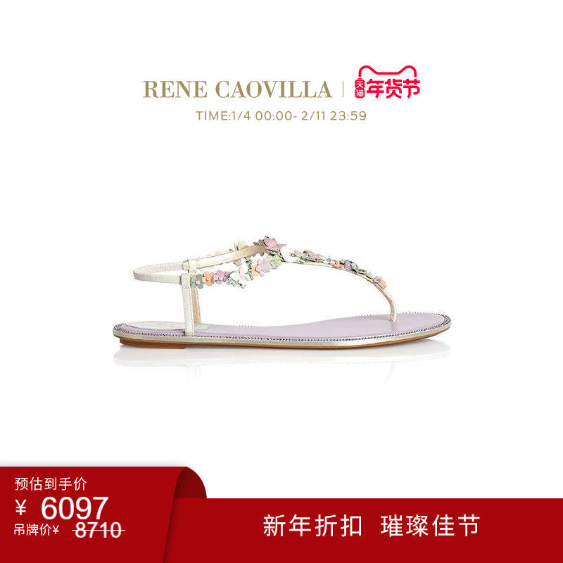 【新年折扣】RENE CAOVILLA BOUQUET系列花朵夹趾平跟女士凉鞋