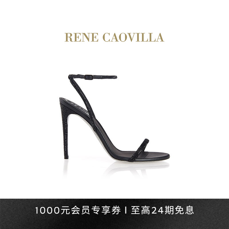 RENE CAOVILLAELLABRITA黑色一字带高跟鞋RC凉鞋 女鞋 时装凉鞋 原图主图